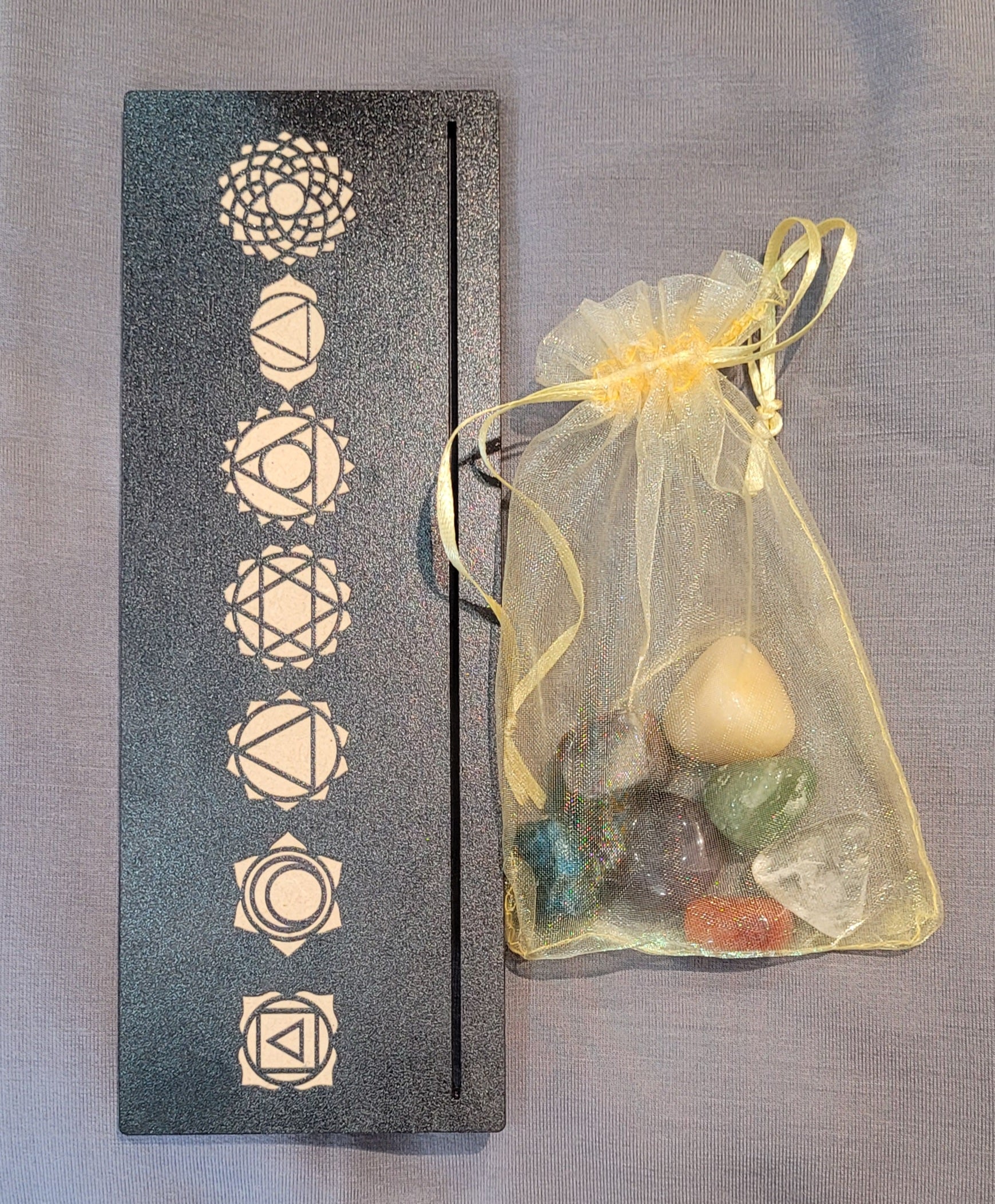 Chakra Tarot Holder with Chakra Stones Kit